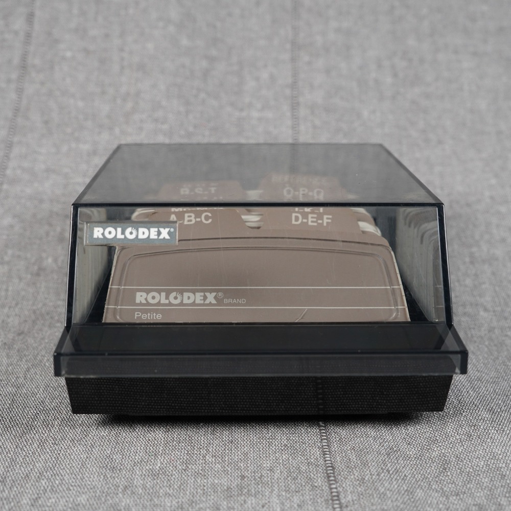 Vintage Rolodex Petite S-310 C Address Telephone File Black Smoke Lid USA Made